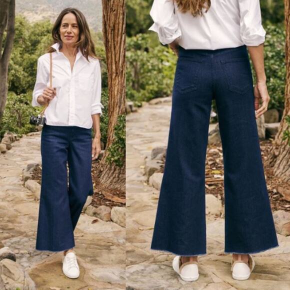 NEW Frank & Eileen East Galway Long Gaucho Jeans Crop Raw Hem Rinse Wash Size 32